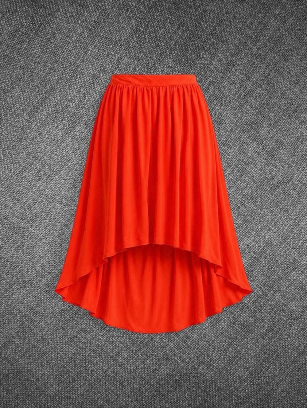 Hazel Red High Low Flowy Midi Skirt Size XS